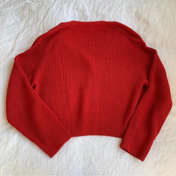 Reformation Jessa Cotton V Neck Button Knit Cardigan Sweater Red Sundried Tomato - Picture 8 of 9